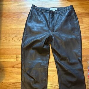 Vintage Genuine Brown Leather Pants Saks